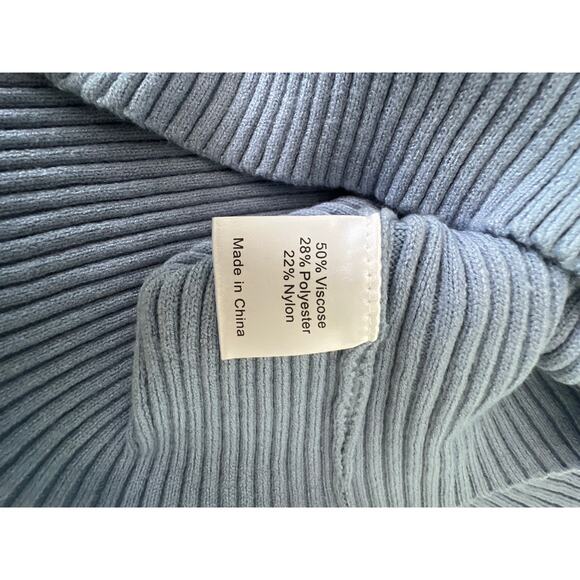 Emerson Lang- Blue Ribbed Knit Sweater Lace Neck Edge Size Small NWT - Picture 8 of 9